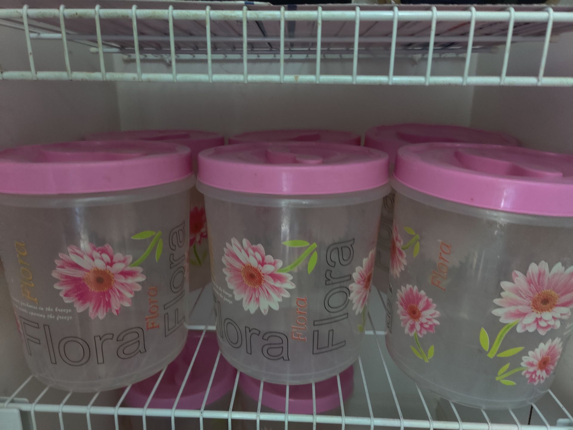 CLEAN Flora Plastic Storage Containers with Pink Lids
