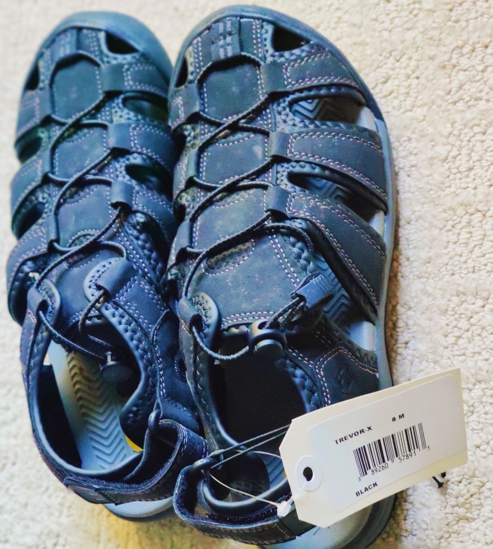 NEW Trevor-X Black Closed-Toe Sandals Size 8M