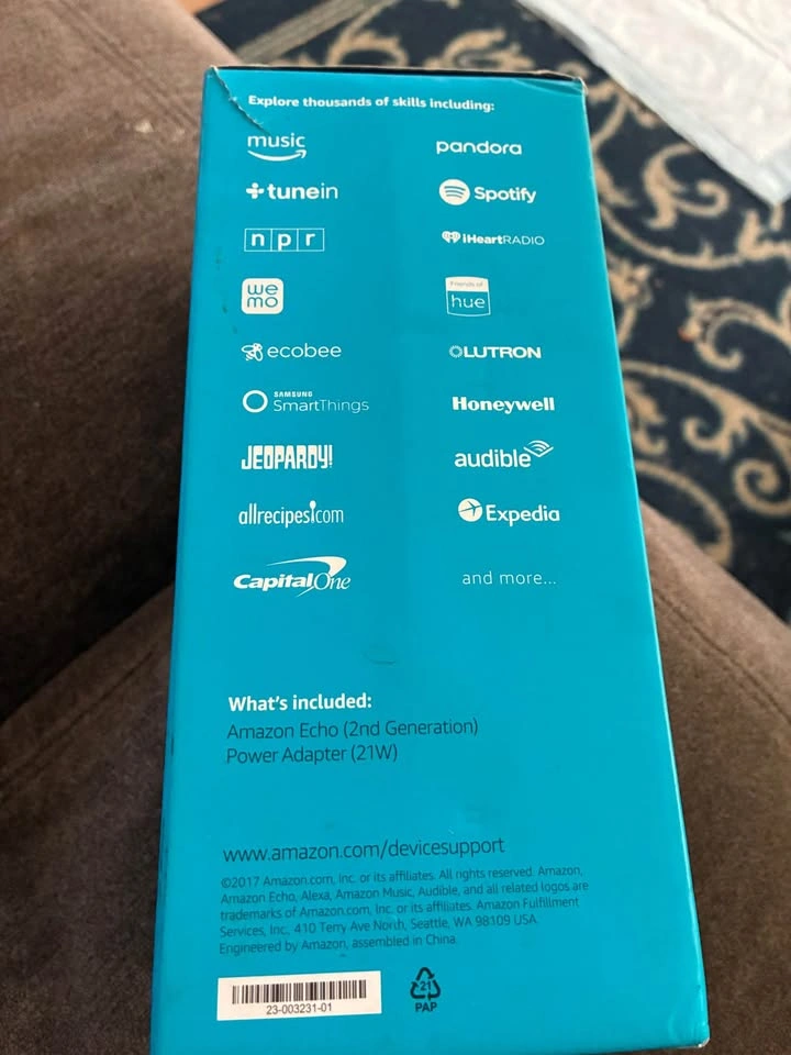 Amazon Echo 2nd generation smart speaker box (new) - photo 3