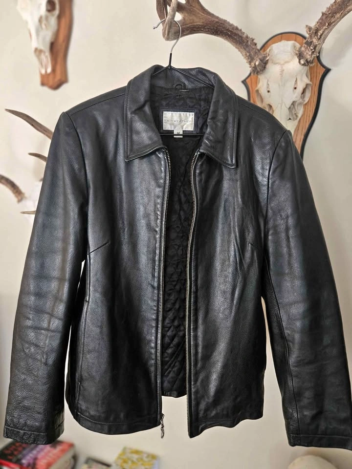 Women's 90s style genuine leather jacket