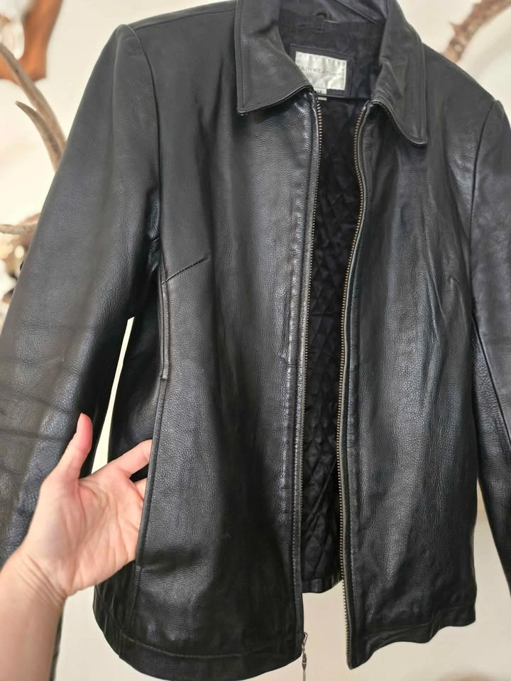 Women's 90s style genuine leather jacket - photo 2