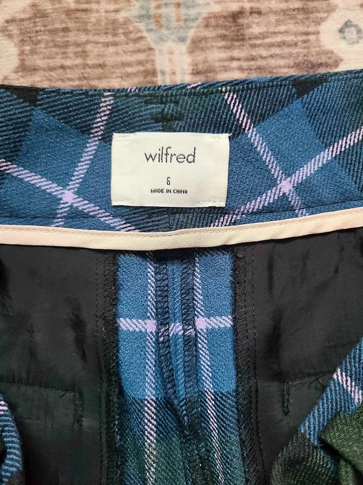 Aritzia Wilfred wool blend tie front plaid pants