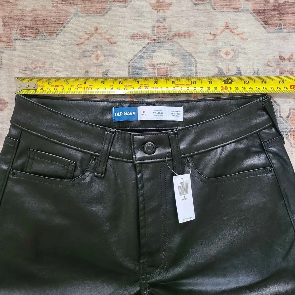 High rise OG Loose faux leather pants sz 8 petite - photo 3