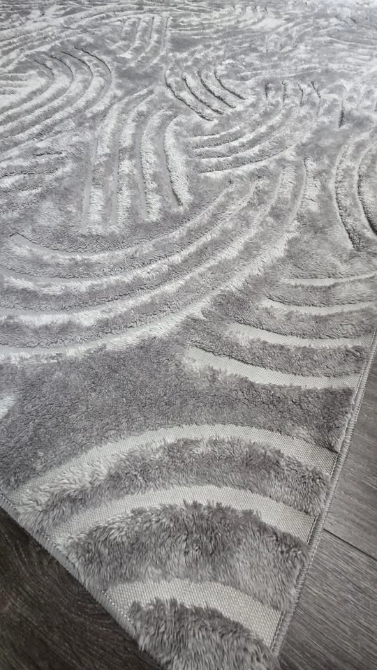 8x10 Modern Washable Area Rug - Grey Textured Wave - photo 4