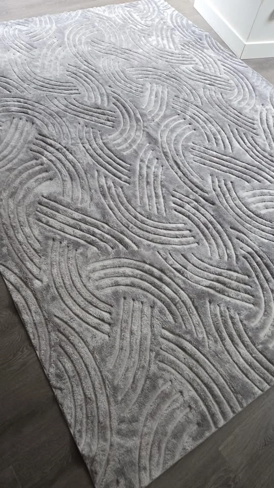 8x10 Modern Washable Area Rug - Grey Textured Wave - photo 5