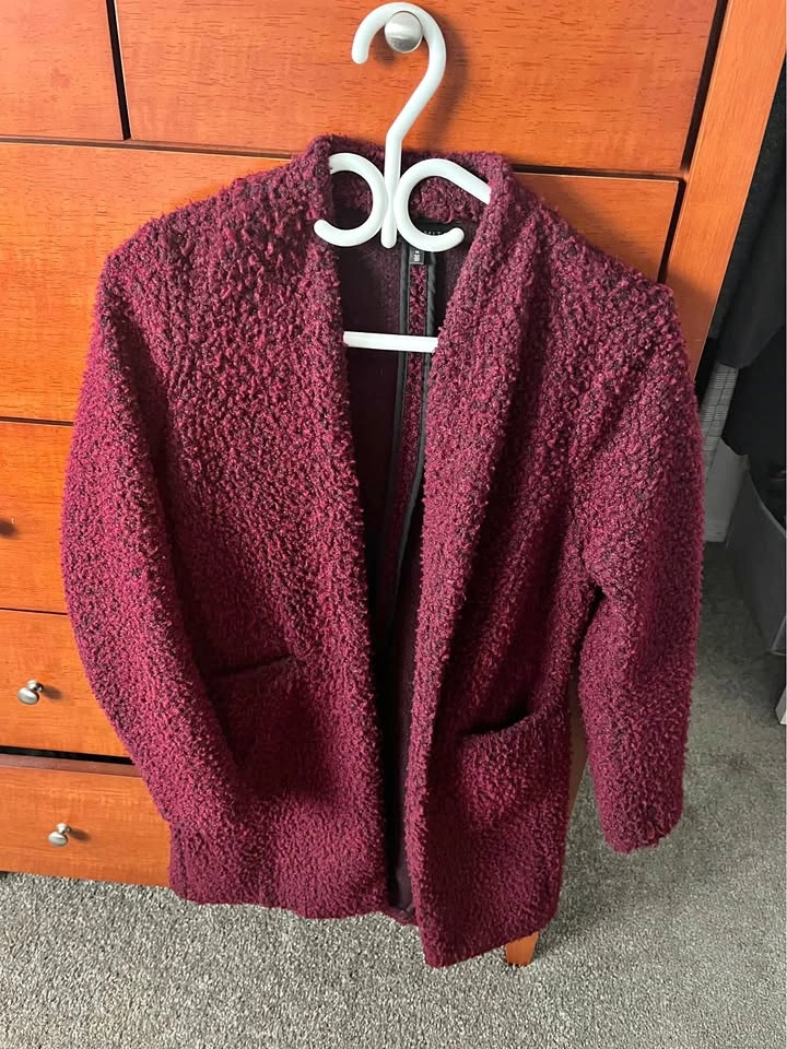 Dynamite Boucle Coat - Size M, Burgundy