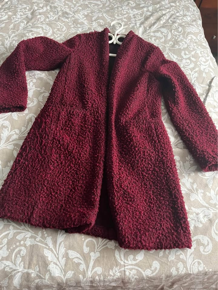 Dynamite Boucle Coat - Size M, Burgundy - photo 2