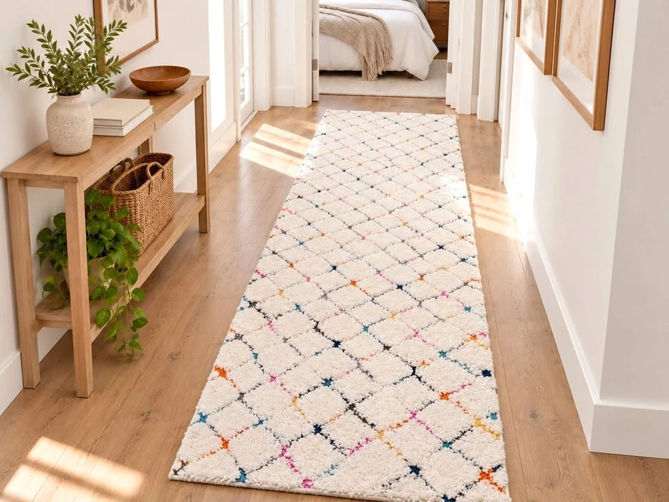 3x5 White Shag Area Rug – Soft Plush Moroccan Geometric