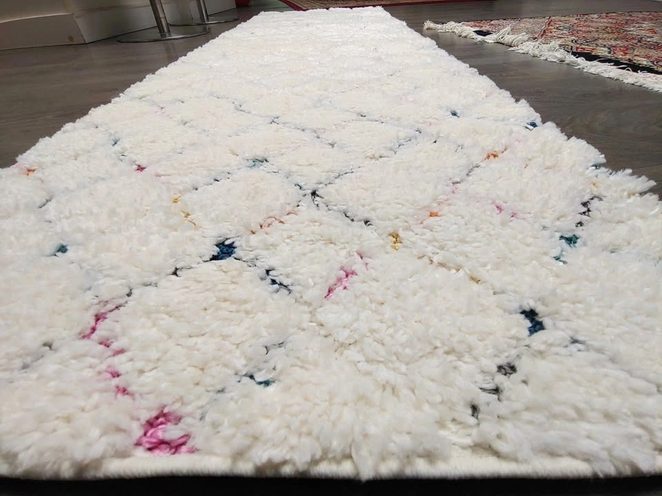 3x5 White Shag Area Rug – Soft Plush Moroccan Geometric - photo 4