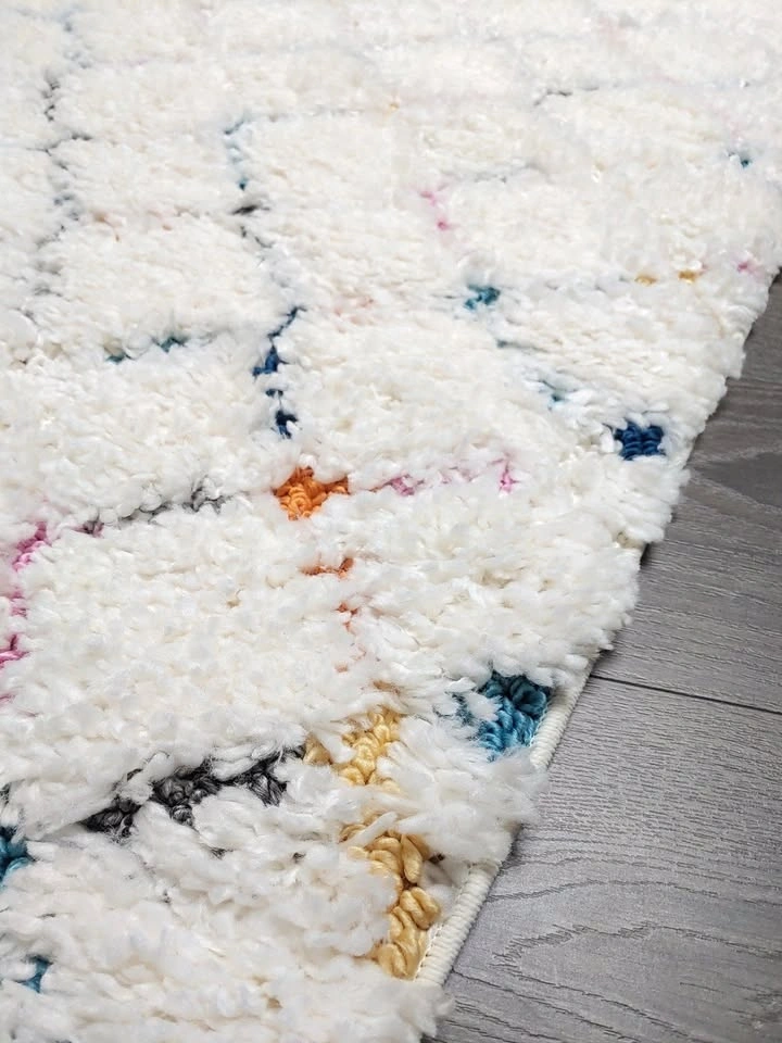 3x5 White Shag Area Rug – Soft Plush Moroccan Geometric - photo 5