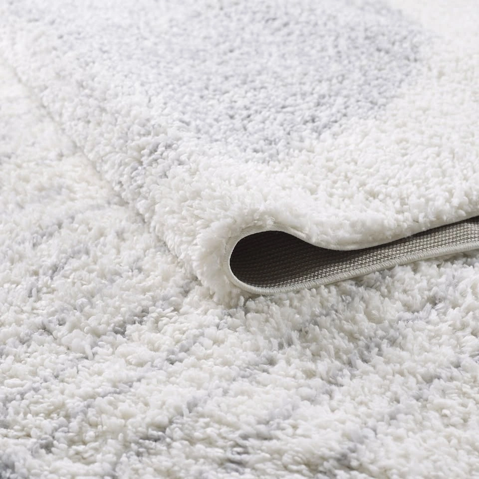 NEW Modern Cream & Grey Area Rug – 6x9 Boho Geometric Shag - photo 3