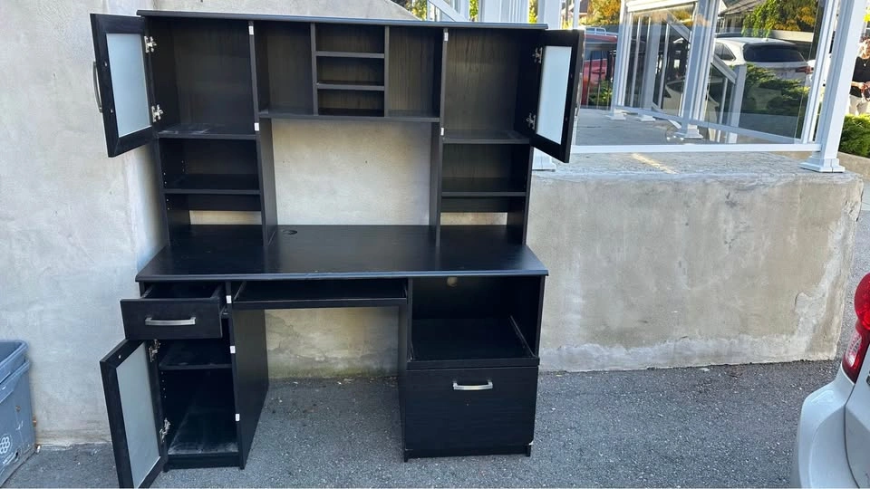 Black Computer Desk with Hutch - photo 3