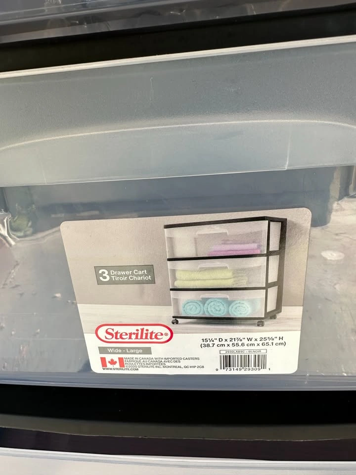 Sterilite Wide 3-Drawer Storage Cart - Like New with Wheels - photo 3