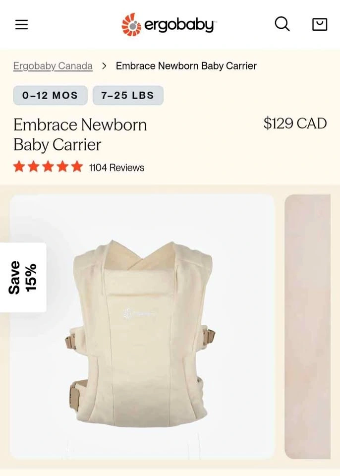 Ergobaby Embrace Newborn Baby Carrier – Brand New