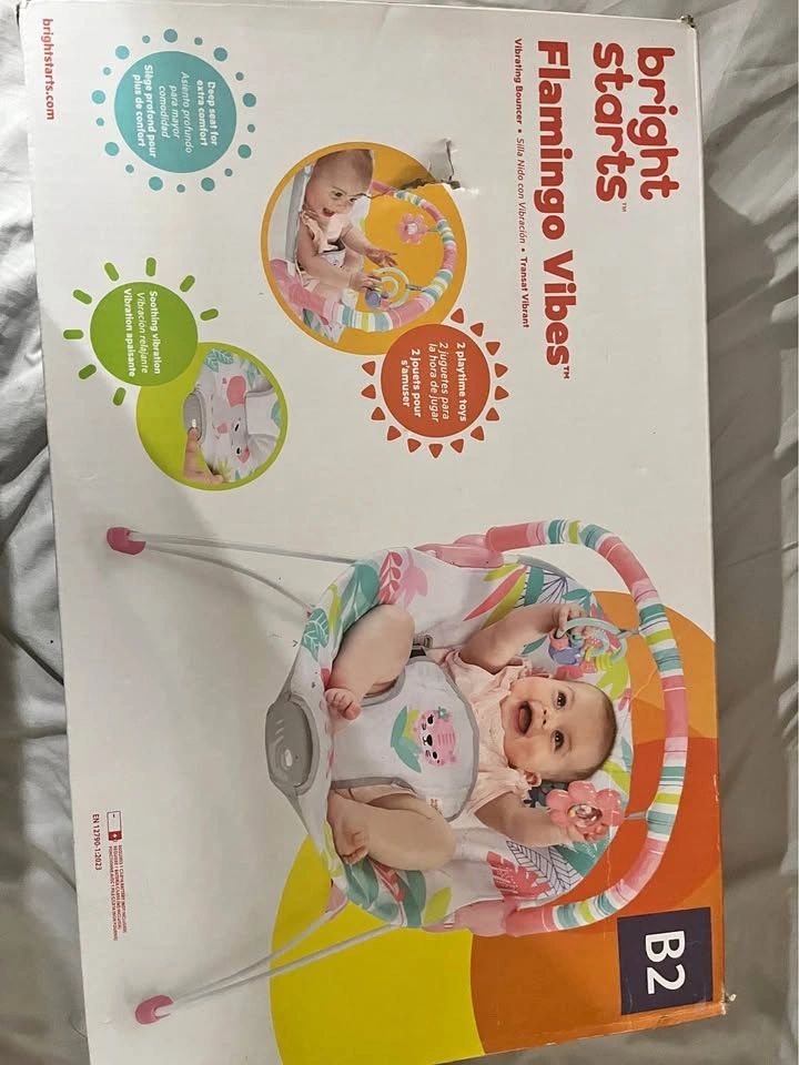 BRAND NEW Bright Starts Flamingo Vibes Baby Bouncer