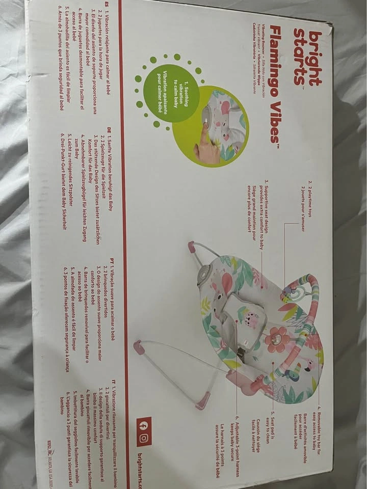 BRAND NEW Bright Starts Flamingo Vibes Baby Bouncer - photo 2