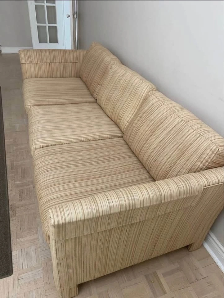 Beige Striped Three-Seater Sofa - photo 2