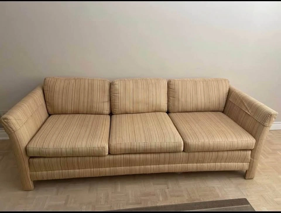 Beige Striped Three-Seater Sofa - photo 3