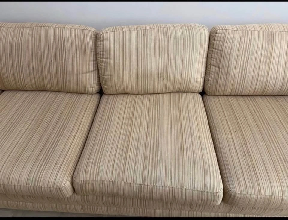 Beige Striped Three-Seater Sofa - photo 4
