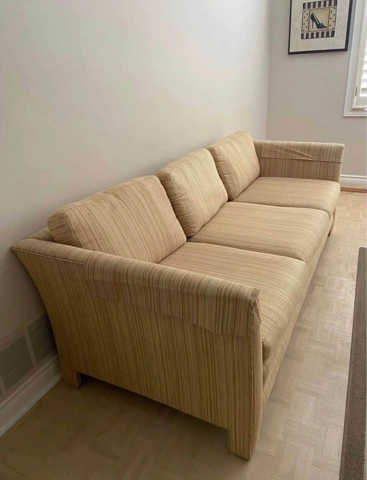 Beige Striped Three-Seater Sofa - photo 5