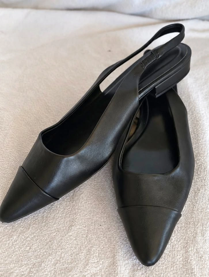 H&M Slingback Flats – Black, Pointed Toe, Size 39 | Like New