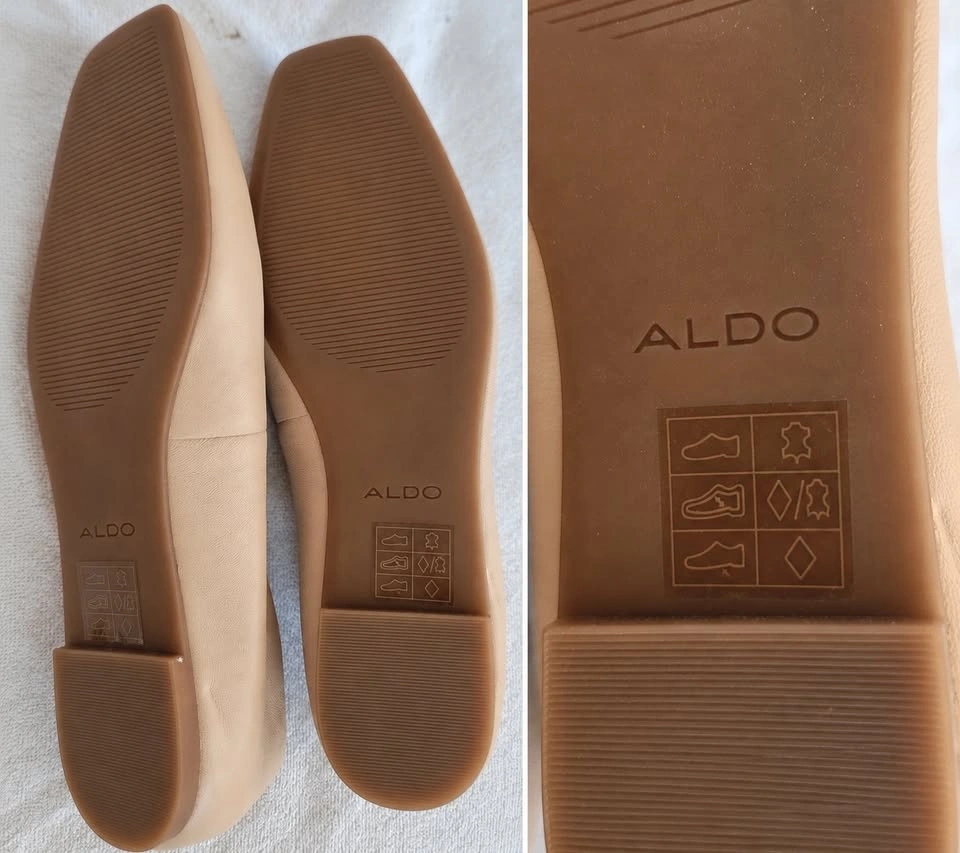 Brand New: Aldo Leather Square-Toe Ballet Flats – Bone, 7–7.5 - photo 5