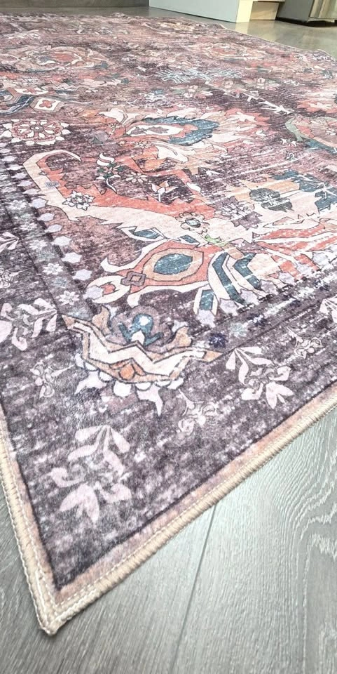 5x7 Washable Vintage Persian Inspired Area Rug - Mauve/Plum - photo 3