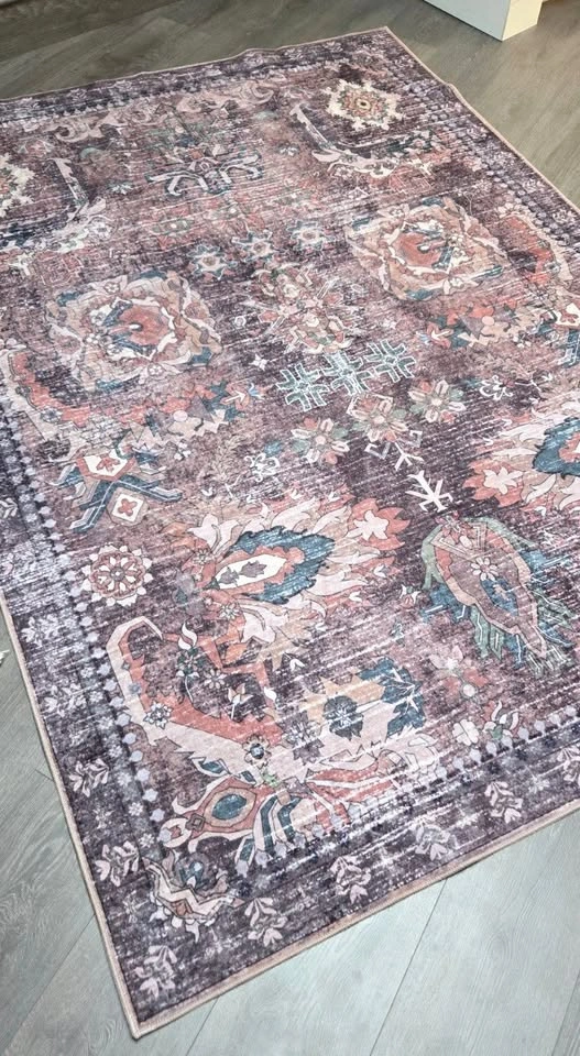 5x7 Washable Vintage Persian Inspired Area Rug - Mauve/Plum - photo 4