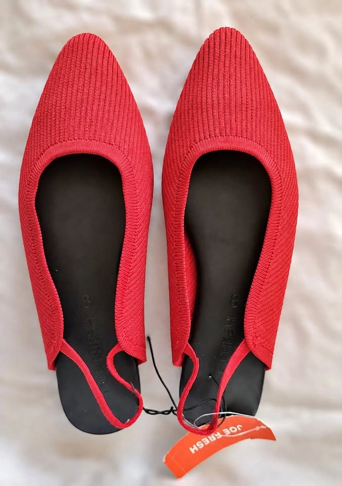 Brand New Joe Fresh Red Knit Slingback Flats - Size 8