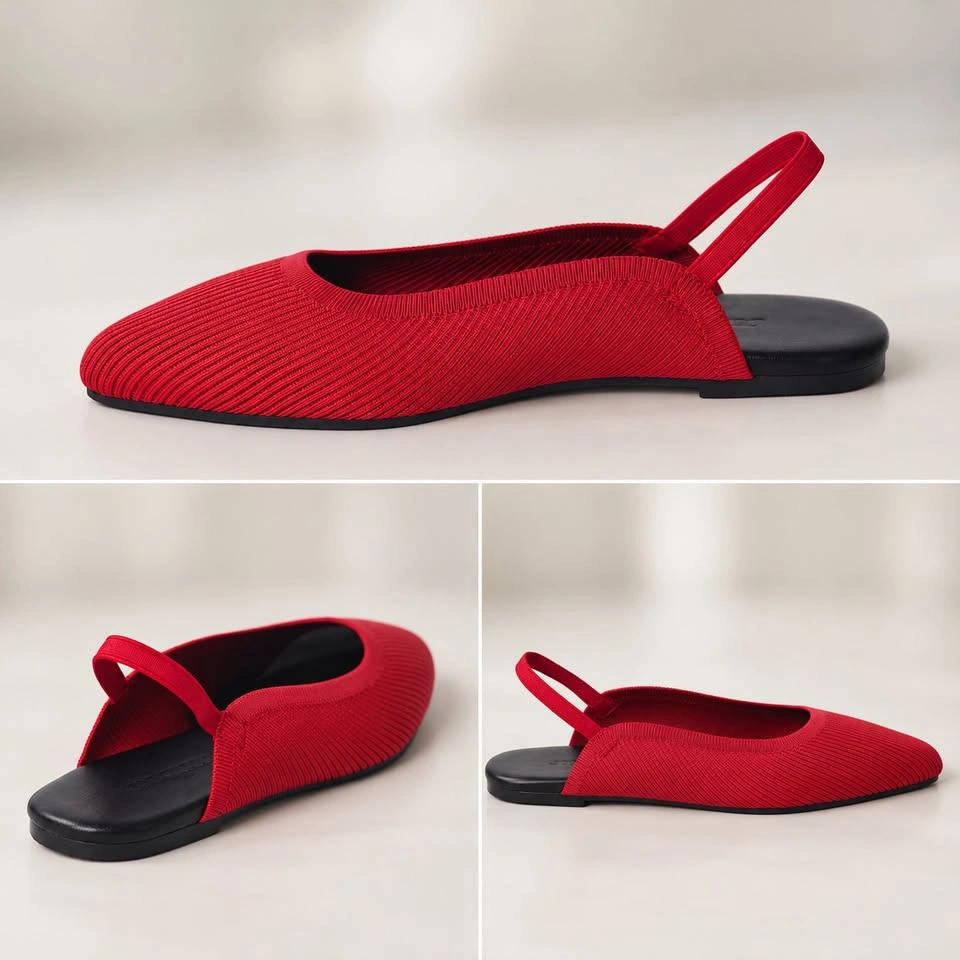 Brand New Joe Fresh Red Knit Slingback Flats - Size 8 - photo 2