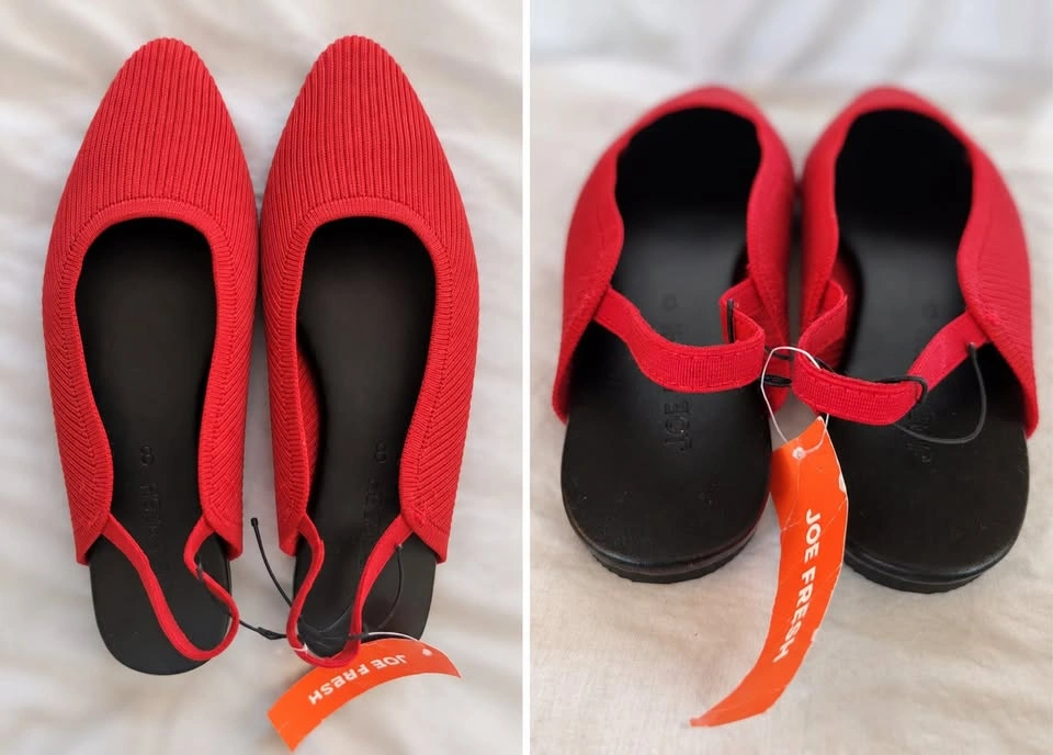 Brand New Joe Fresh Red Knit Slingback Flats - Size 8 - photo 3