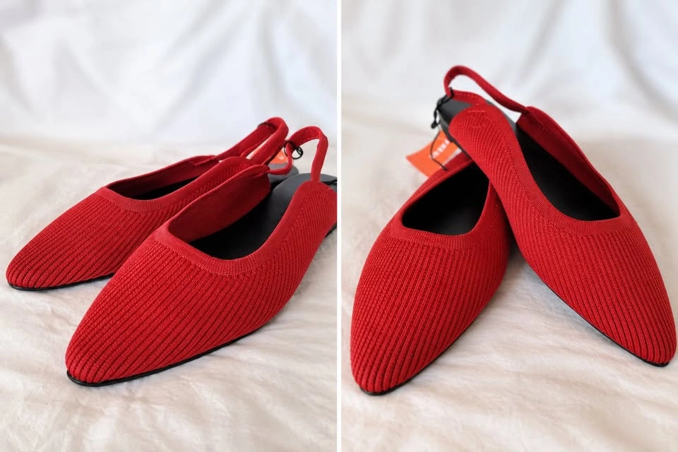 Brand New Joe Fresh Red Knit Slingback Flats - Size 8 - photo 4