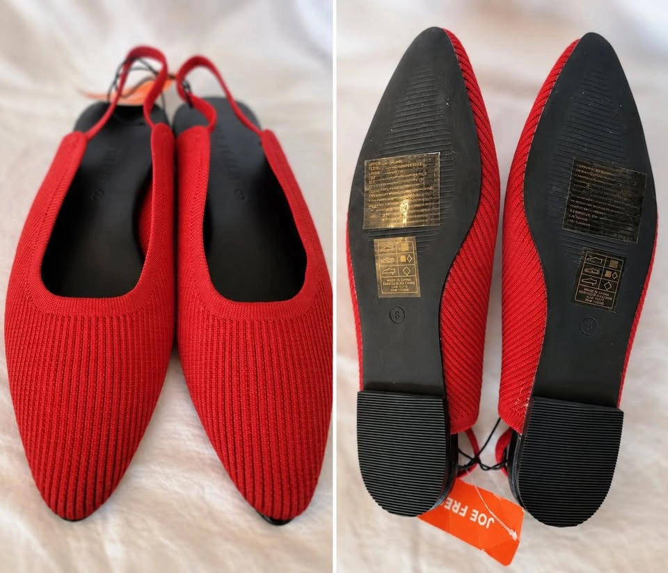 Brand New Joe Fresh Red Knit Slingback Flats - Size 8 - photo 5