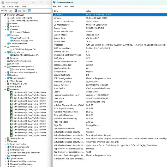 2023 Dell Precision 7770, i9 12th, 64gb ram, 1tb ssd, Win11Pro image indicator(8)