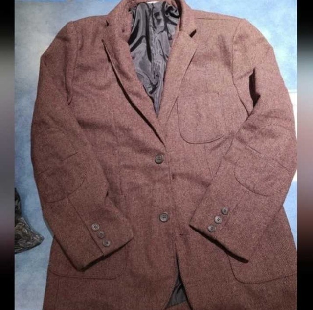 Men's Brownish Red Wool-Blend Blazer Size 40