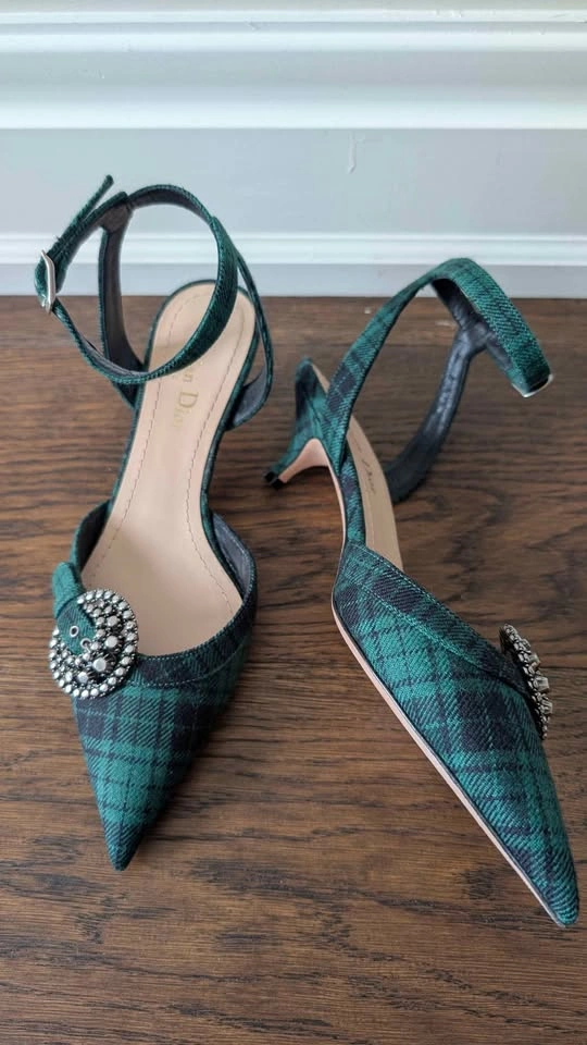 Brand New Dior Plaid Ankle Kitten Heels