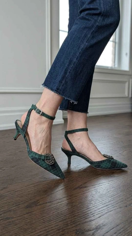 Brand New Dior Plaid Ankle Kitten Heels - photo 2