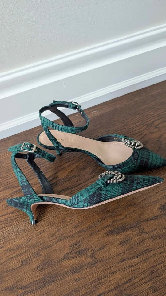Brand New Dior Plaid Ankle Kitten Heels - photo 4