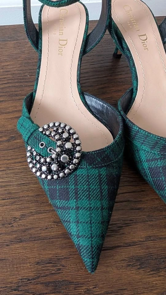 Brand New Dior Plaid Ankle Kitten Heels - photo 5