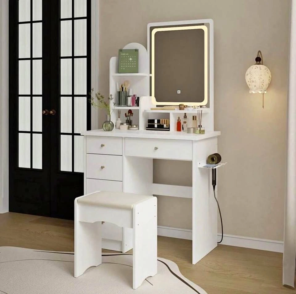 Brand New White Makeup Vanity Set with LED Mirror & Stool