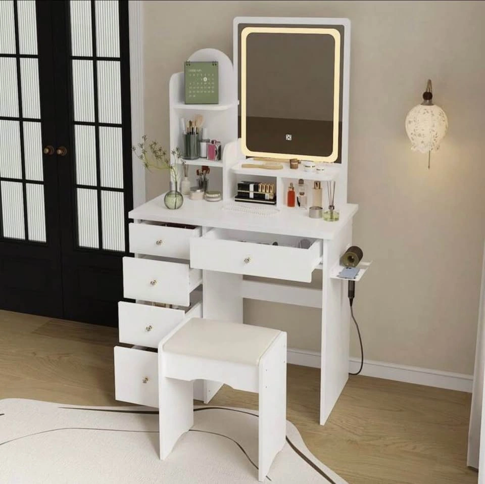 Brand New White Makeup Vanity Set with LED Mirror & Stool - photo 2