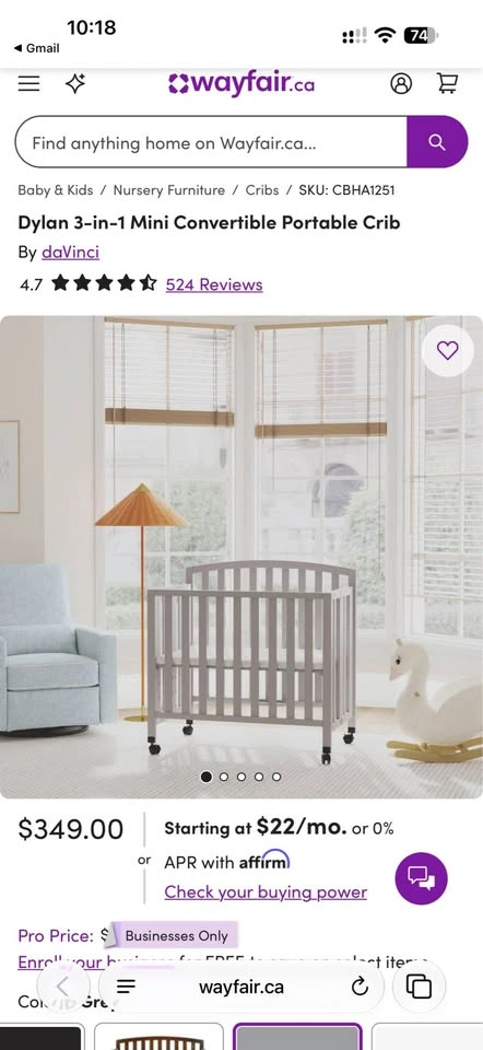 OPEN BOX daVinci Dylan 3-in-1 Mini Convertible Portable Crib - photo 5