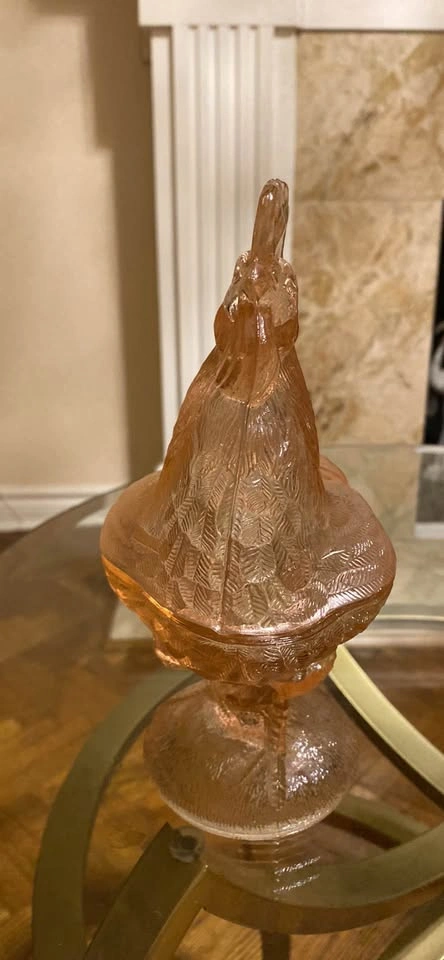 Vintage Westmoreland Pink Glass Rooster Covered Dish - photo 2