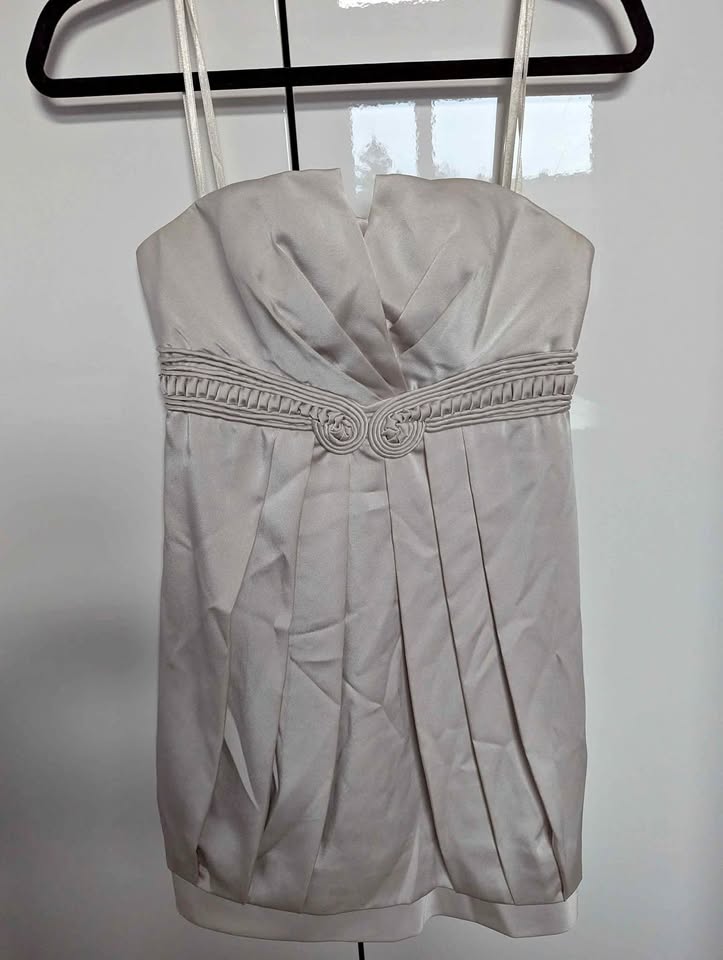 BCBG MAXAZRIA SATIN STRAPLESS DRESS