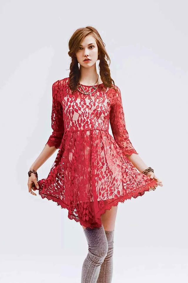 Free People Floral Mesh Lace Dress size 2