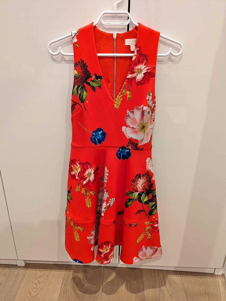 Ted Baker Red Floral Print Mini Dress