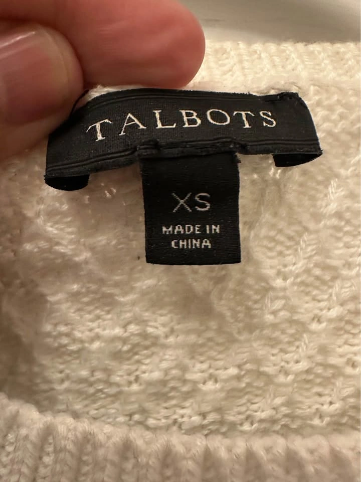 Talbots White, Navy Striped Knit Sweater. Women’s Size XS. - photo 3