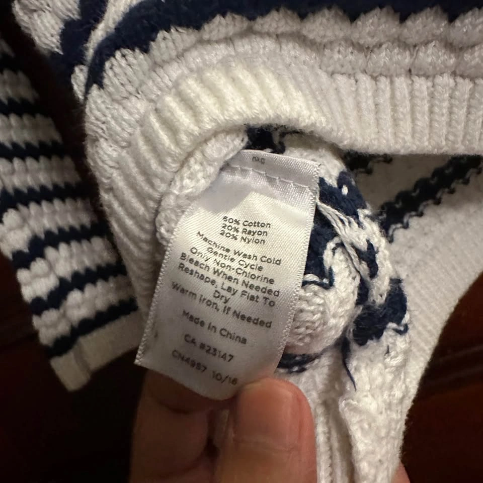 Talbots White, Navy Striped Knit Sweater. Women’s Size XS. - photo 4