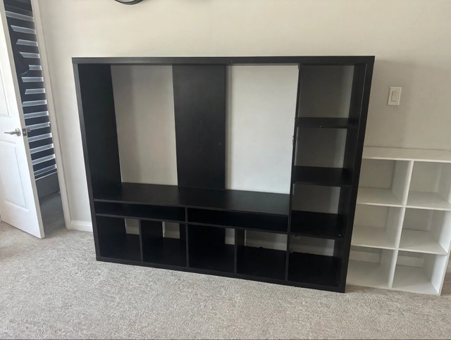 Black TV Entertainment Cabinet with Shelves