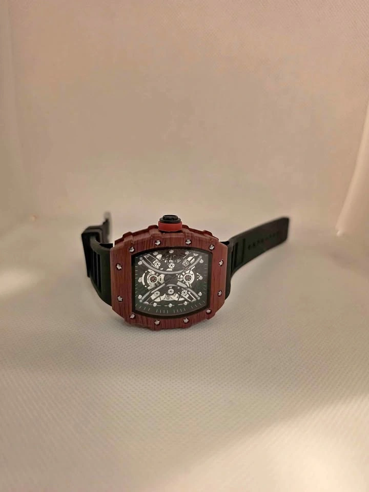 Black and Red RM Style Skeleton Watch